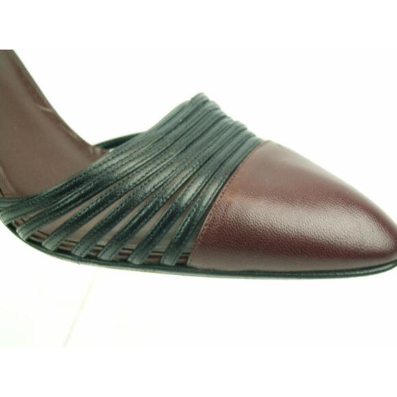 NIB CHANEL TWO TONE PLEATED LEATHER ANKLE STRAP CRYSTALS CHARM PUMPS 36.5 6 $975 - Picture 3 of 10